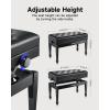 imageDonner Adjustable Duet Piano Bench with Storage Solid Wooden Keyboard Bench Piano Bookcase Stool Chair Seat with HighDensity Sponges Cushion Black