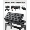 imageDonner Adjustable Duet Piano Bench with Storage Solid Wooden Keyboard Bench Piano Bookcase Stool Chair Seat with HighDensity Sponges Cushion Black