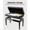 imageDonner Adjustable Duet Piano Bench with Storage Solid Wooden Keyboard Bench Piano Bookcase Stool Chair Seat with HighDensity Sponges Cushion Black