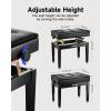 imageDonner Adjustable Piano Bench with Storage Solid Wood Keyboard Bench Wooden Piano Bookcase Stool Chair Seat with HighDensity Sponges Cushion Black