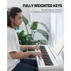 imageDonner DEP20 Beginner Digital Piano 88 Key Full Size Weighted Keyboard Portable Electric Piano with Furniture Stand 3Pedal UnitWhite PianoStand