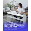 imageDonner DEP20 Beginner Digital Piano 88 Key Full Size Weighted Keyboard Portable Electric Piano with Furniture Stand 3Pedal UnitWhite PianoStand