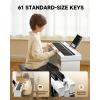 imageDonner DK10S Light up Piano Keyboard for Beginners Portable 61 Key Electronic Keyboard with 5H Battery Life 300 Rhythms 500 Tones Learning Mode Bundle with Wooden Piano Stand POP APP White