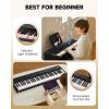 imageDonner DK10S Light up Piano Keyboard for Beginners Portable 61 Key Electronic Keyboard with 5H Battery Life 300 Rhythms 500 Tones Learning Mode Bundle with Wooden Piano Stand POP APP Black