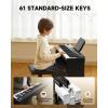 imageDonner DK10S Light up Piano Keyboard for Beginners Portable 61 Key Electronic Keyboard with 5H Battery Life 300 Rhythms 500 Tones Learning Mode Bundle with Wooden Piano Stand POP APP Black