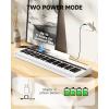 imageDonner DK10S Light up Piano Keyboard for Beginners Portable 61 Key Electronic Keyboard with 5H Battery Life 300 Rhythms 500 Tones Learning Mode Bundle with Wooden Piano Stand POP APP White