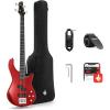 imageDonner Electric Bass Guitar 4 Strings FullSize Standard Bass PBStyle Beginner Kit Black for Starter with Free Online Lesson Gig Bag Guitar Strap and Guitar Cable DPB510DRed