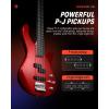 imageDonner Electric Bass Guitar 4 Strings FullSize Standard Bass PBStyle Beginner Kit Black for Starter with Free Online Lesson Gig Bag Guitar Strap and Guitar Cable DPB510DRed