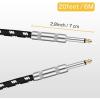 imageDonner Guitar Cable 10 ft Electric Instrument Cable Bass Amp Cord for Electric Guitar Bass Amplifier Audio 14quot Right Angle to Straight Black WhiteBlack White