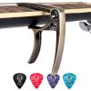 imageDonner Guitar Capo for Electric and Acoustic Guitar DC2 Ukulele Capo Black with 4 PicksCinnamon