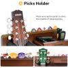 imageDonner Guitar Wall Mount Shelf Guitar Wall Hanger with Pick Holder and 2 Hooks Wood Guitar Rack for Acoustic Electric Bass Ukulele and Guitar Accessories