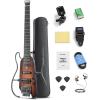 imageDonner HUSH X Electric Guitar Kit  Featherlight Headless Guitar Great for Travel and Practice Mahogany Solid Body with Easy Assemble Stands Gig Bag All Accessories SunburstSunburst