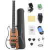 imageDonner HUSH X Electric Guitar Kit  Featherlight Headless Guitar Great for Travel and Practice Mahogany Solid Body with Easy Assemble Stands Gig Bag All Accessories SunburstNatural