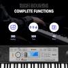 imageDonner Keyboard Piano 54 Key Piano Keyboard Force Sensitive ampamp Superior Sound Electronic Keyboard with Music StandSustain PedalPower Adapter Supports MP3USB MIDIAudioMicrophoneHeadphones