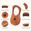 imageDonner Lyre Harp 10 Metal Strings Mahogany Body and Bone Saddle DLH002 Lyre Harp for Beginner Kids with Tuning Wrench Spare String Set Black Gig Bag Manual Ancient Greece Style7 Strings