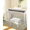 imageDonner Piano Bench with Storage Solid Wood Keyboard Bench Piano Bookcase Stool Chair Seat with HighDensity Suede Cushion Wood Finish ColorWhite