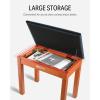 imageDonner Piano Bench with Storage Solid Wood Keyboard Bench Piano Bookcase Stool Chair Seat with HighDensity Suede Cushion Wood Finish ColorWood Color