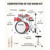 imageKid Drum SetsDonner 5Piece for Beginners 14 inch Full Size Complete Junior Drum Kit with Adjustable Throne Cymbal HiHat Pedal ampamp Drumstick Metallic BlackMetallic red