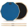 imageDonner 12 Inches Drum Practice Pad Silent Drum Pad Set Gray 2Sided With Drum SticksBlue