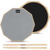 imageDonner 12 Inches Drum Practice Pad Silent Drum Pad Set Gray 2Sided With Drum SticksGrey