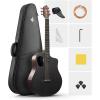 imageDonner 38quot Carbon X Wood Acoustic Guitar Beginner ampamp Intermediate Learner Kits  Carbon Fiber Top Wooden Body Durable Solid Guitar with Case Strap SteelString RISINGG1 Satin BrownBlack