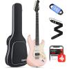 imageDonner 39 Inch Electric Guitar Designer Series DST200 Stylish Solid Body Electric Guitar for Beginner Intermediate ampamp Pro Players Single Coil Split System Bonus Bag Cable Strap Blossom PinkBlossom Pink