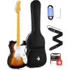 imageDonner 39 Inch Jazz Electric Guitar TL Thinline F Hole Beginner Full Size Hollow Guitar with HH PickupsBag Strap CableSunburstDJC1000SSunburst