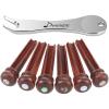 imageDonner Acoustic Guitar Bridge Pins 6PCS White Bone Bridge Pins Inlaid 3mm Abalone Dot with Guitar Pins Puller and SandpaperBrown Cocobolo