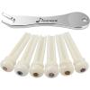 imageDonner Acoustic Guitar Bridge Pins 6PCS White Bone Bridge Pins Inlaid 3mm Abalone Dot with Guitar Pins Puller and SandpaperWhite Cattle Bone