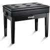imageDonner Adjustable Piano Bench with Storage Solid Wood Keyboard Bench Wooden Piano Bookcase Stool Chair Seat with HighDensity Sponges Cushion Black