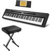 imageDonner DEP20 Beginner Digital Piano  Adjustable Keyboard Bench 24 Inch Thickness