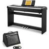 imageDonner DEP20 Beginner Digital Piano 88 Key Full Size Weighted Keyboard Portable Electric Piano with Furniture Stand Amplifier 3Pedal Unit