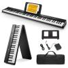 imageDonner DP10 Portable Piano Keyboard 88 Keys for Beginner Bluetooth Foldable Piano Keyboard with 128 RhythmsampampTones Chord Record Drum Kit Folding Digital Piano Bundle with Pedal Piano Bag Black