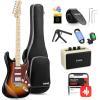 imageDonner DST152R Electric Guitar 39quot Beginner Electric Guitar Kit HSS Pickup with Coil Split Guitar Starter Set with Amp Bag All Accessories Metallic Ice BlueSunburst