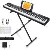 imageDonner Digital Keyboard 88 Keys Beginner Electric Piano With VelocitySensitive Keys Stand Sustain Pedal Carrying Case and Keyboard Stickers DEP1