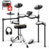 imageDonner Electric Drum Set DED70 Electronic Drum Kit for Beginner with 150 Sounds 4 Quiet Mesh Pads 9quot Cymbals USB MIDI TypeC Charging 2 Pedal Throne Headphones Sticks Melodics Lessons