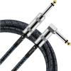 imageDonner Guitar Cable 10 ft Electric Instrument Cable Bass Amp Cord for Electric Guitar Bass Amplifier Audio 14quot Right Angle to Straight Black WhiteBlack Blue