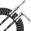 imageDonner Guitar Cable 10 ft Electric Instrument Cable Bass Amp Cord for Electric Guitar Bass Amplifier Audio 14quot Right Angle to Straight Black WhiteBlack White