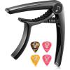 imageDonner Guitar Capo for Electric and Acoustic Guitar DC2 Ukulele Capo Black with 4 PicksBlack