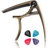 imageDonner Guitar Capo for Electric and Acoustic Guitar DC2 Ukulele Capo Black with 4 PicksCinnamon