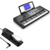 imageDonner Keyboard Piano 61 Key Piano Keyboard Force Sensitive ampamp Superior Sound Electronic Keyboard with Music StandSustain PedalPower Adapter Supports MP3USB MIDIAudioMicrophoneHeadphones