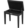 imageDonner Piano Bench with Storage Solid Wood Keyboard Bench Piano Bookcase Stool Chair Seat with HighDensity Suede Cushion Wood Finish ColorBlack