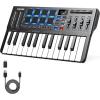 imageDonner USBC MIDI Keyboard Controller 25 Key Portable Mini MIDI Keyboard with 8 Drum Pads OLED Display 16 Smart Scales Arpeggio Replay 4 DAW Software and 40 Teaching Courses DMK 25 Pro BlackBlackWhite