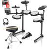 imageElectric Drums Donner DED200 LITE Electronic Drum Kit for Beginner with 450 Sounds USB MIDI Quiet Mesh Pads Throne Headphones Sticks and 40 Melodics Lessons
