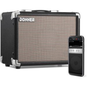 imageDonner 10W Electric Bass Amp Portable with APP Effects Input for Recording Acoustic Guitar Combo Practice Amp M10 with Distortion Tone for Heavy Music Player