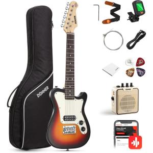 imageDonner 30 Inch Kids Electric Guitar Beginner Kits ST Style Mini Electric Guitar for Boys Girls with Amp 600D Bag Tuner Picks Cable Strap Extra Strings DSJ100 RedSunburst