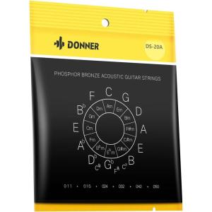 imageDonner Acoustic Guitar Strings Light 1150 Phosphor Bronze Coated for 6 String Guitars Warm Balanced Tone with Antioxidation Coating 1Pack DAS  20L1 set