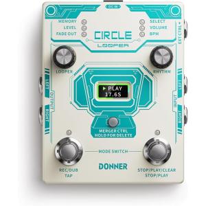 imageDonner Circle Looper Pedal Drum Machine 2 in 1 Drum Looper Stereo Guitar Loop Pedals 40 Slots 160 mins Loop with 110 Drum Grooves Tap Tempo Fade Out