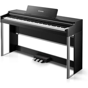 imageDonner DDP200 Pro Digital Piano with 88 Key Graded Weighted Keyboard Premium Piano with 24quot IPS ScreenRecordWireless256 Polyphony Full Size Piano Keyboard for Beginner Advanced Wood GrainBlack