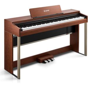 imageDonner DDP200 Pro Digital Piano with 88 Key Graded Weighted Keyboard Premium Piano with 24quot IPS ScreenRecordWireless256 Polyphony Full Size Piano Keyboard for Beginner Advanced Wood GrainSuper Cherry Wood Grain